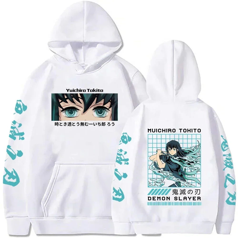 New Funny Japan Anime Demon Slayer Women Hoodies Plus Size Sweatshirt Harajuku Muichiro Tokito Printed Hooded Girl Pullover