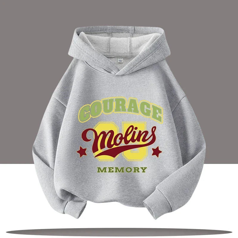 Autumn Winter Letter Print Kids Warm Children's Hoodie Kid Casual Sport Sweatshirt Cartoon Boys Clothing Girls Long Sleeve Top